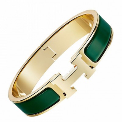 Hermes Enamel Green Enamel Clic H Bracelet