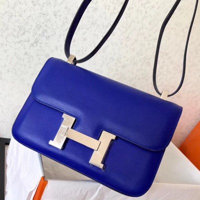 Hermes Constance 24 Handmade Bag In Blue Electric Epsom Leather