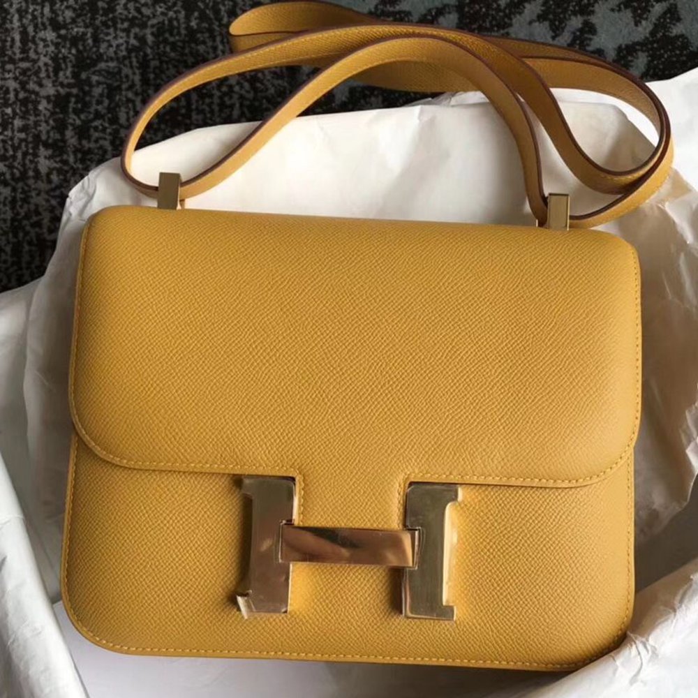 Hermes Constance 24 Handmade Bag In Jaune Epsom Leather