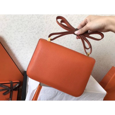 Hermes Constance 24 Handmade Bag In Orange Epsom Leather