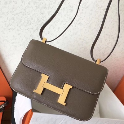 Hermes Constance 24 Handmade Bag In Taupe Epsom Leathe