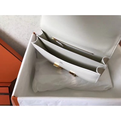 Hermes Constance 24 Handmade Bag In White Epsom Leather