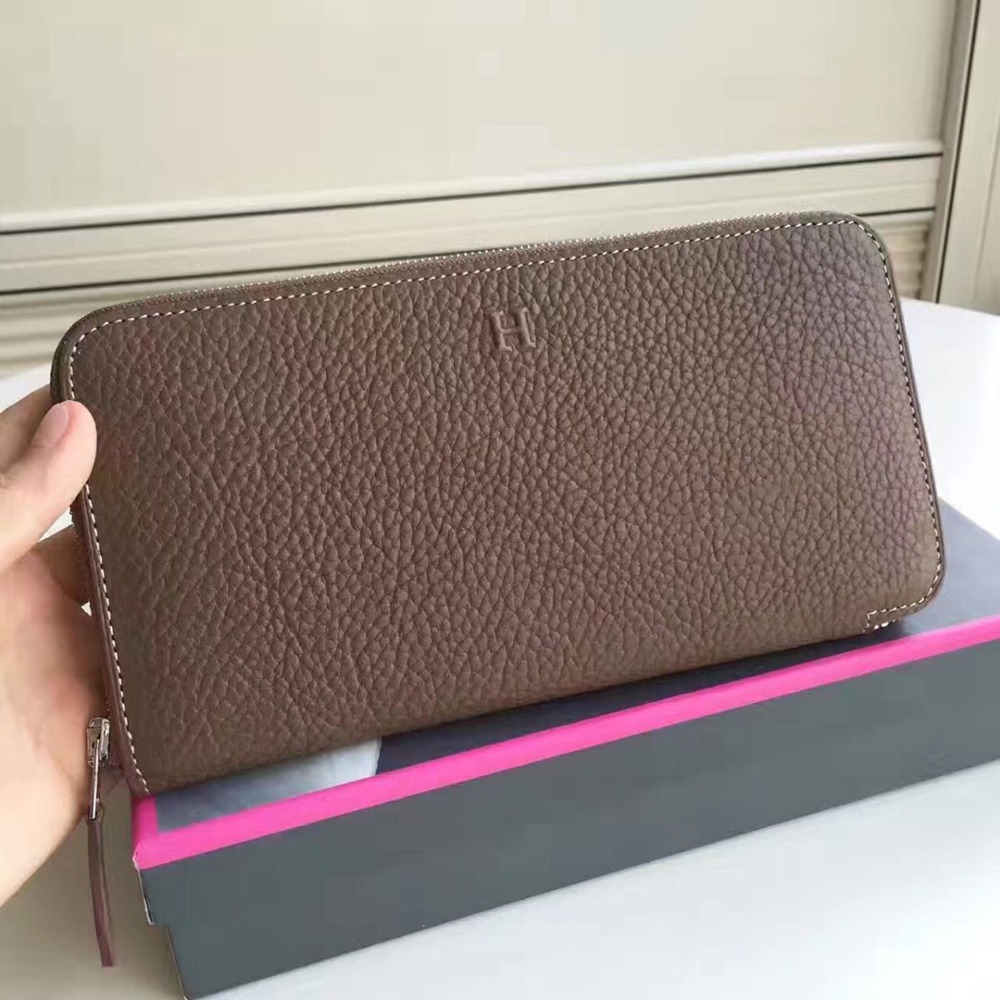 Hermes Etoupe Clemence Azap Zipped Wallet