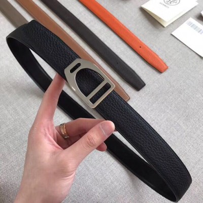 Hermes Etrier Buckle Belt & Black Clemence 32 MM Strap