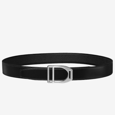 Hermes Etrier Buckle Belt & Black Clemence 32 MM Strap