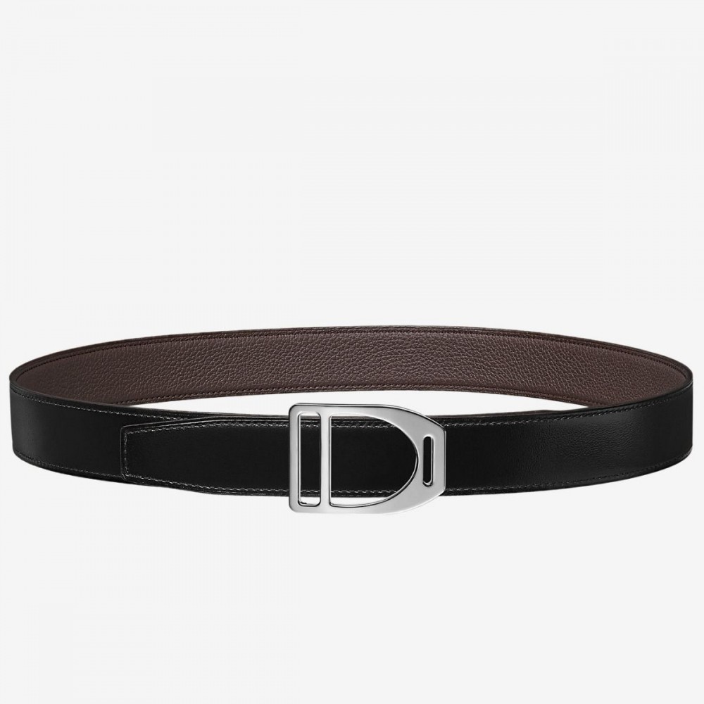 Hermes Etrier Buckle Belt & Chocolate Clemence 32 MM Strap