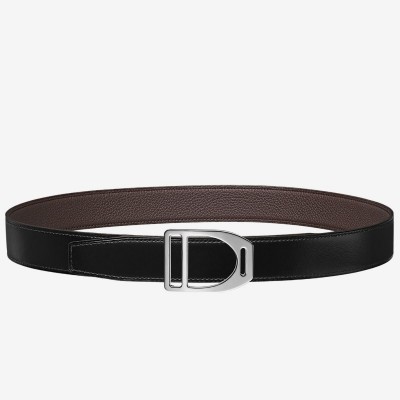 Hermes Etrier Buckle Belt & Chocolate Clemence 32 MM Strap