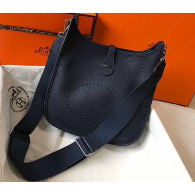 Hermes Evelyne III 29 PM Bag In Dark Blue Clemence Leather