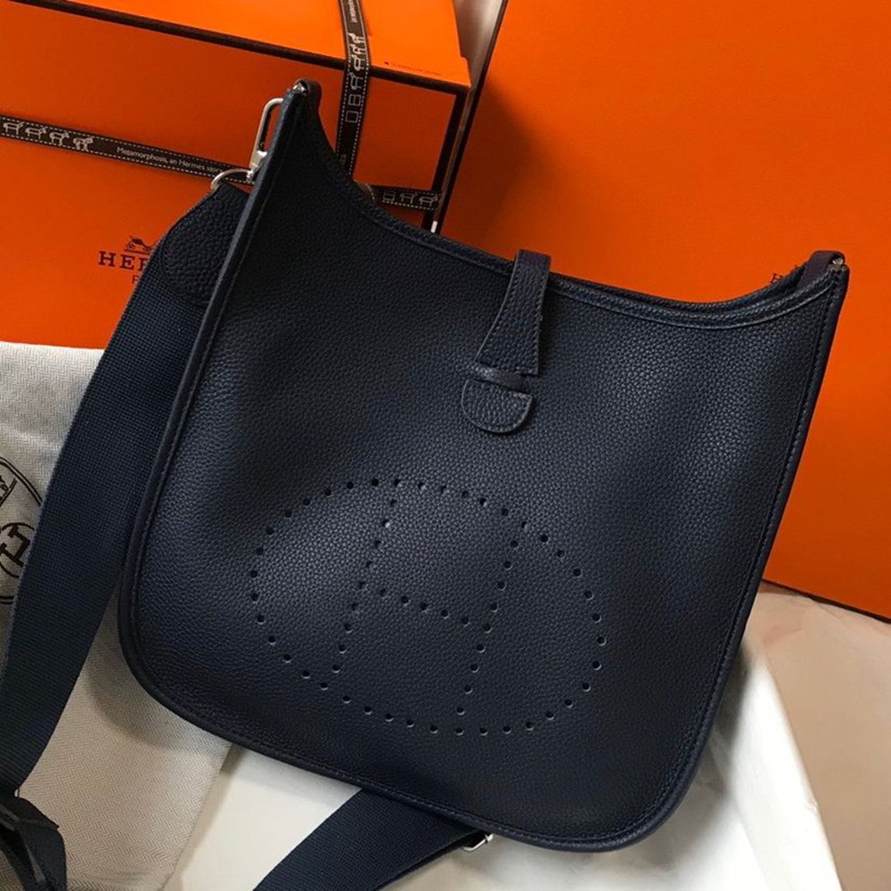 Hermes Evelyne III 29 PM Bag In Dark Blue Clemence Leather