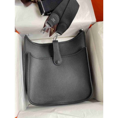 Hermes Evelyne III PM 29 Handmade Bag in Black Clemence Leather