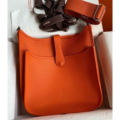 Hermes Evelyne III PM 29 Handmade Bag in Orange Clemence Leather