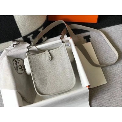 Hermes Evelyne III TPM Bag In Pearl Grey Clemence Leather