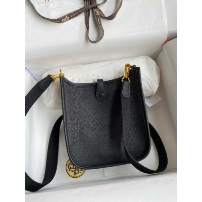 Hermes Evelyne Mini Handmade Bag in Black Clemence Leather