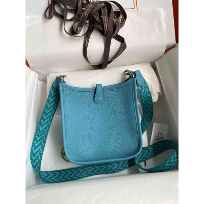 Hermes Evelyne Mini Handmade Bag in Blue du Nord Clemence Leather