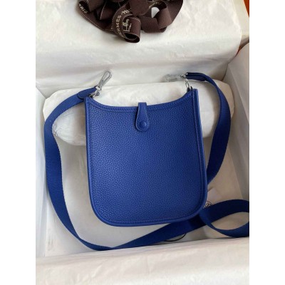 Hermes Evelyne Mini Handmade Bag in Blue Electric Clemence Leather