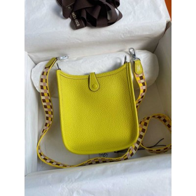 Hermes Evelyne Mini Handmade Bag in Lime Clemence Leather