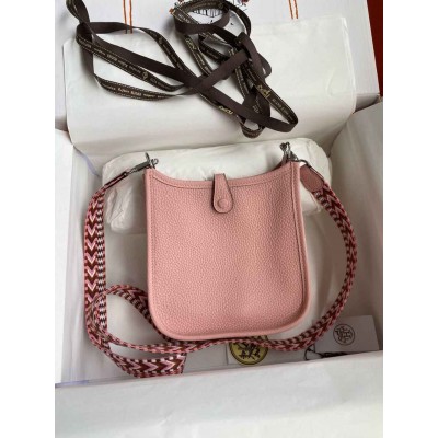 Hermes Evelyne Mini Handmade Bag in Pink Clemence Leather