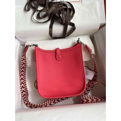 Hermes Evelyne Mini Handmade Bag in Rose Lipstick Clemence Leather