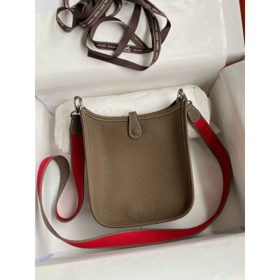 Hermes Evelyne Mini Handmade Bag in Taupe Clemence Leather