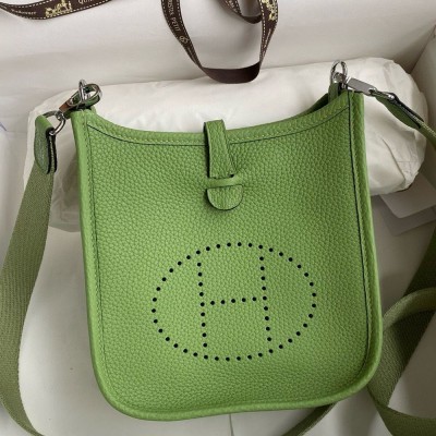 Hermes Evelyne Mini Handmade Bag in Vert Criquet Clemence Leather