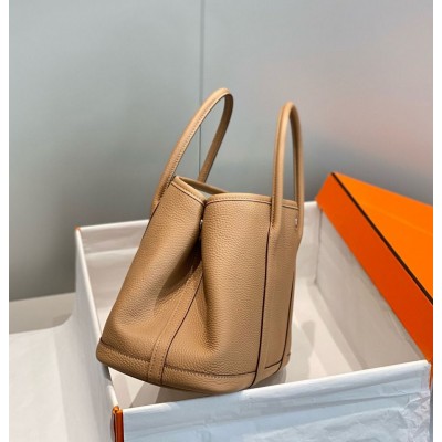 Hermes Garden Party 30 Bag In Chai Taurillon Leather