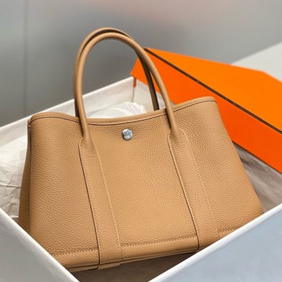 Hermes Garden Party 30 Bag In Chai Taurillon Leather