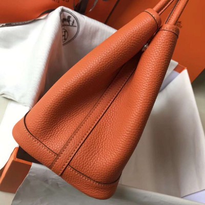 Hermes Garden Party 30 Bag In Orange Taurillon Leather