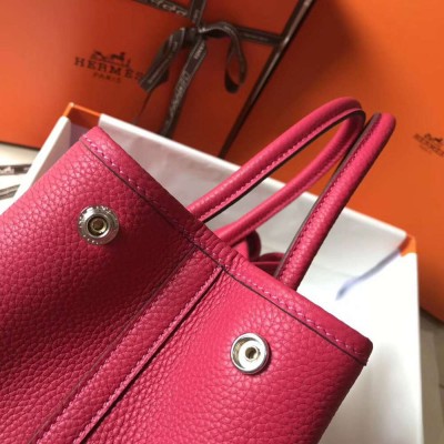 Hermes Garden Party 30 Bag In Rose Red Taurillon Leather