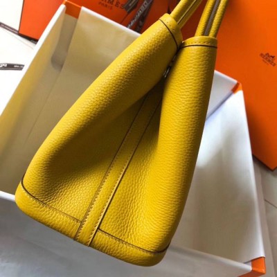 Hermes Garden Party 30 Bag In Yellow Taurillon Leather