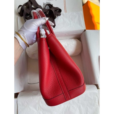 Hermes Garden Party 30 Handmade Bag in Red Clemence Leather