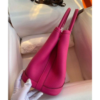 Hermes Garden Party 30 Handmade Bag in Rose Red Clemence Leather