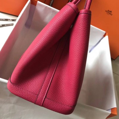 Hermes Garden Party 36 Bag In Rose Tyrien Clemence Leather