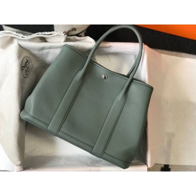 Hermes Garden Party 36 Bag In Vert Amanda Clemence Leather