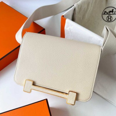 Hermes Geta Handmade Bag In Nata Chevre Mysore Leather