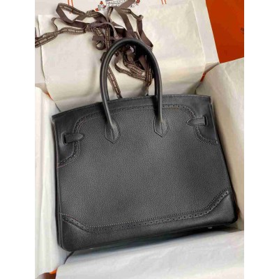 Hermes Ghillies Birkin 35cm Limited-edition Bag In Black Calfskin