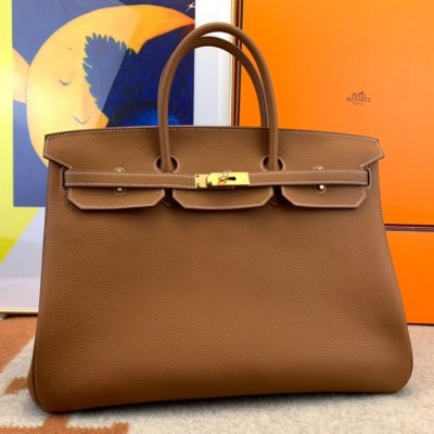 Hermes Birkin 40 Handmade Bag In Gold Clemence Leather