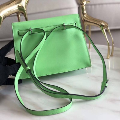 Hermes Kelly Danse Handmade Bag In Green Swift Leather