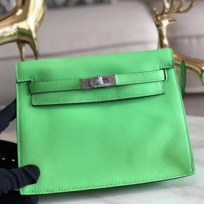 Hermes Kelly Danse Handmade Bag In Green Swift Leather