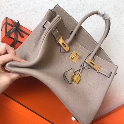 Hermes Birkin 30 Handmade Bag In Grey Clemence Leather