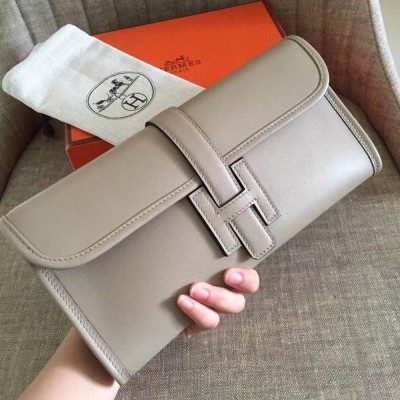 Hermes Jige Elan 29 Clutch In Grey Swift Calfskin