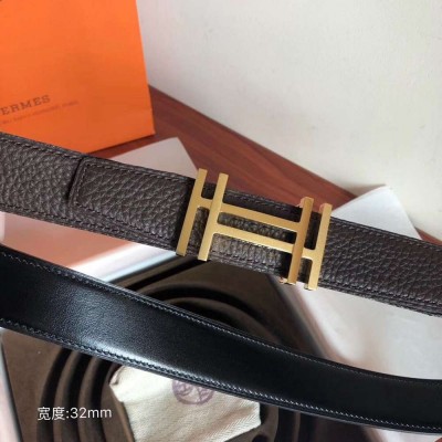 Hermes H Au Carre Belt Buckle & Cafe 32mm Strap