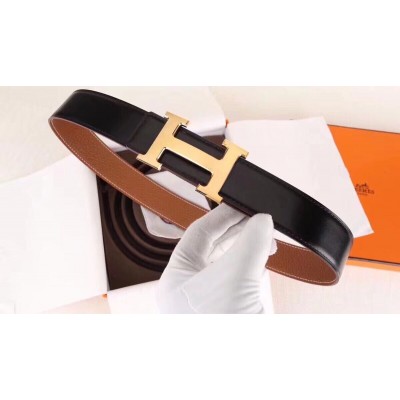 Hermes H Belt Buckle & Brown Clemence 32 MM Strap