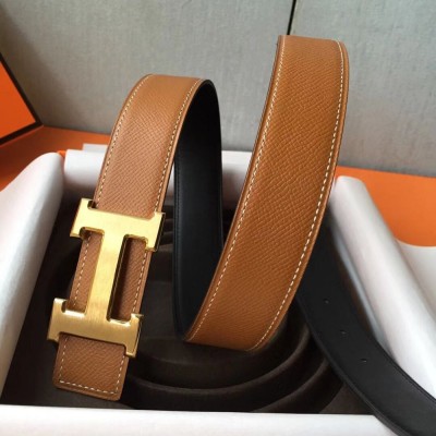 Hermes H Belt Buckle & Brown Epsom 32 MM Strap