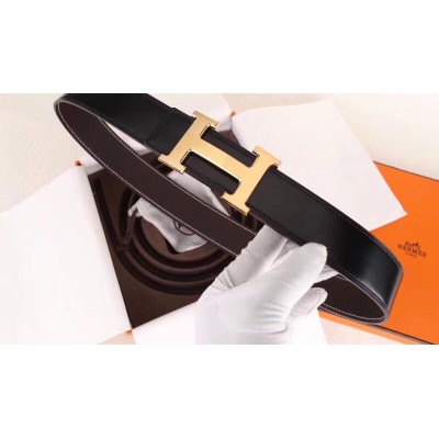 Hermes H Belt Buckle & Chocolate Clemence 32 MM Strap