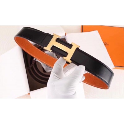 Hermes H Belt Buckle & Orange 32mm Clemence Strap