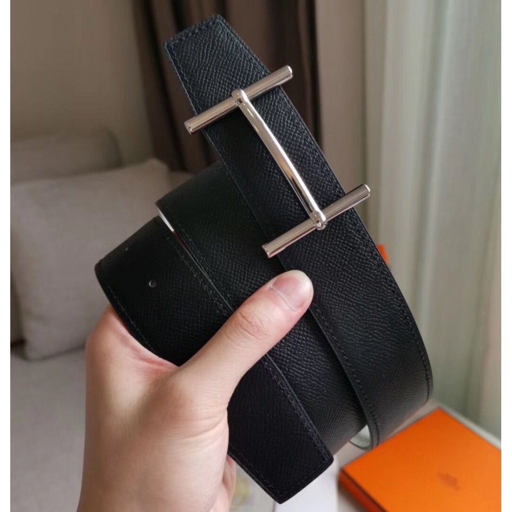 Hermes H d Ancre Reversible Belt In Black/White Epsom Leather