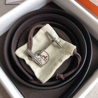 Hermes H d Ancre Reversible Belt In Cafe/Noir Leather