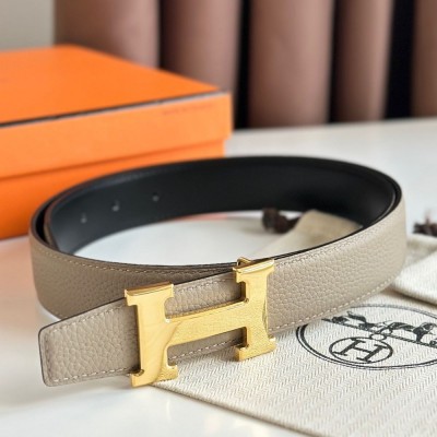 Hermes H Reversible Belt 32MM in Black Clemence Leather