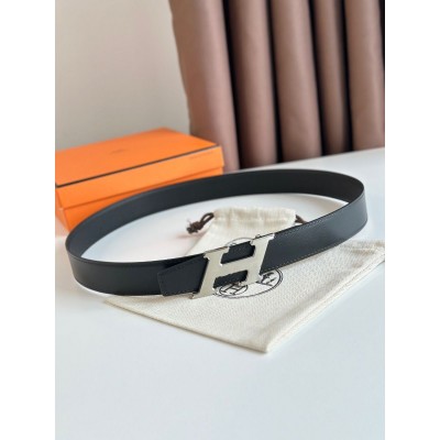 Hermes H Speed Reversible Belt 32MM in Black Clemence Leather