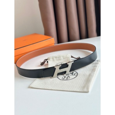 Hermes H Speed Reversible Belt 32MM in Gold Clemence Leather